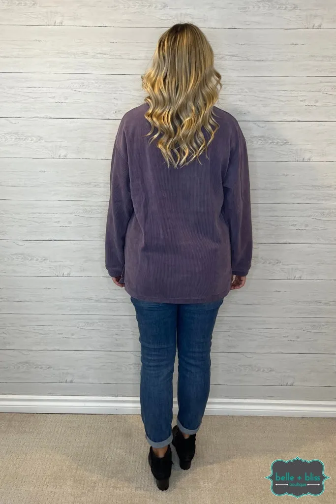 Sarah Corded Pullover - Dusty Purple