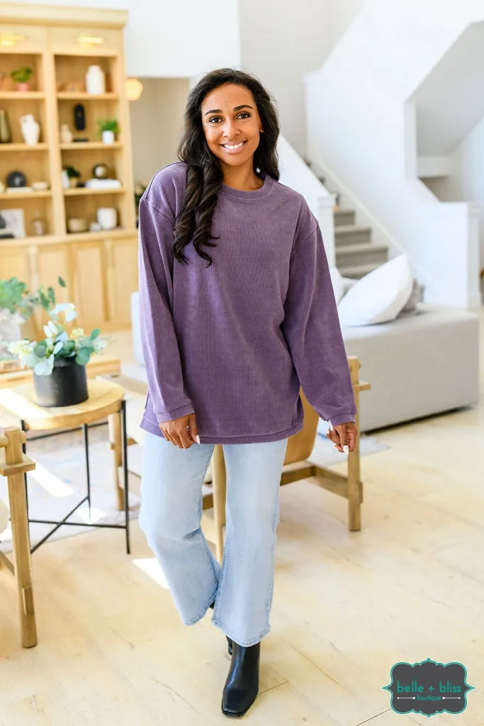 Sarah Corded Pullover - Dusty Purple