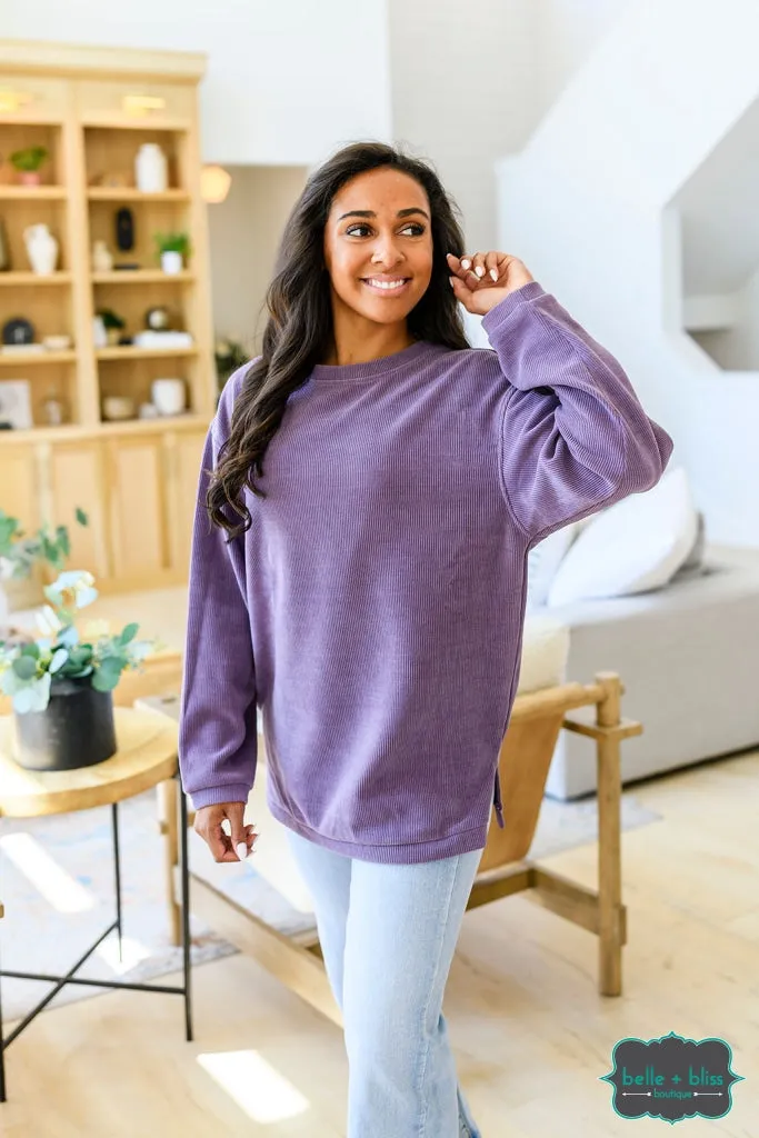 Sarah Corded Pullover - Dusty Purple