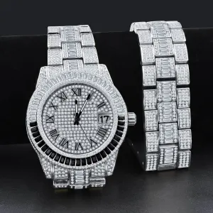 Sophisticated Crystal-Studded Timepiece Set