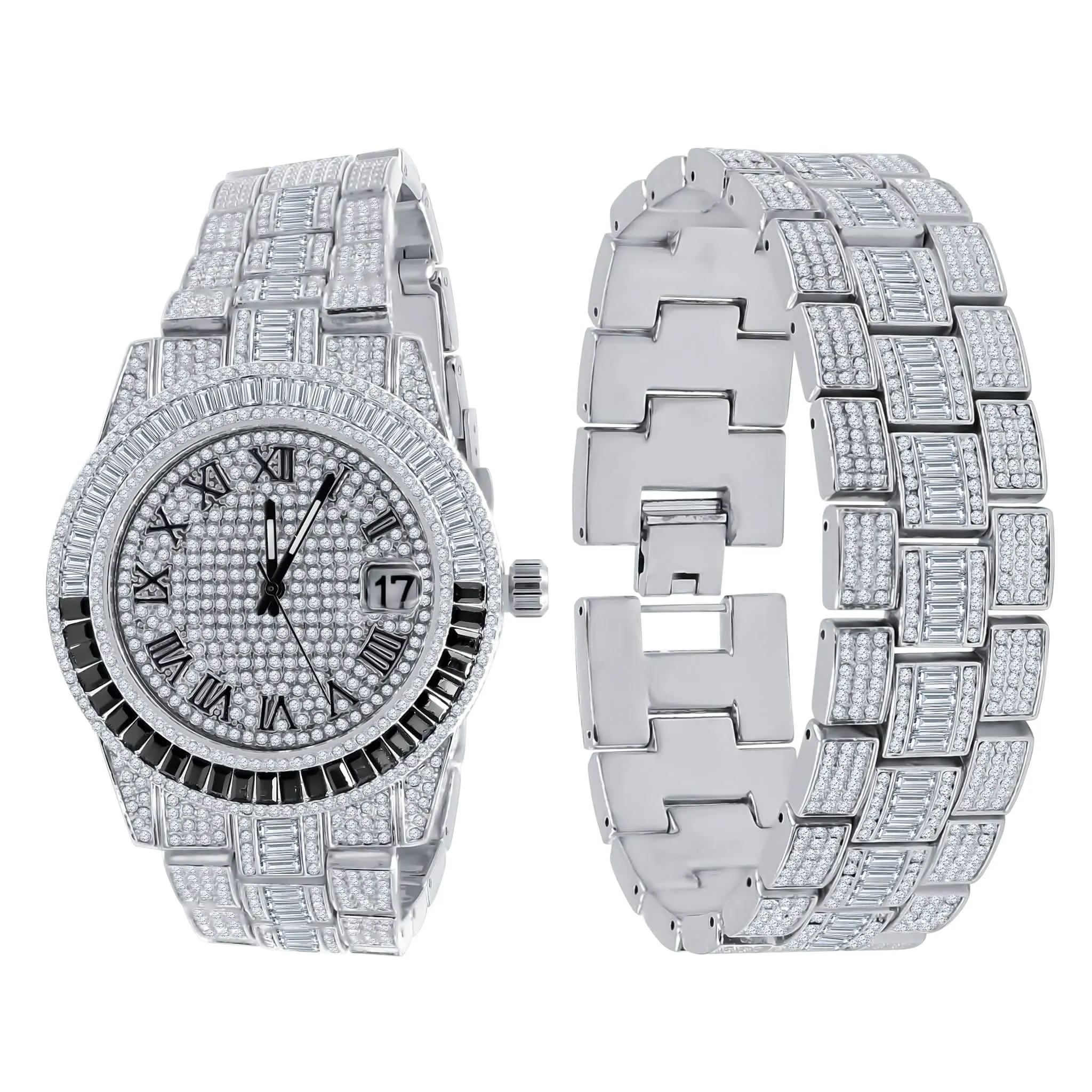 Sophisticated Crystal-Studded Timepiece Set