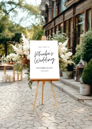 Sophisticated "Bride's Wedding Featuring Husband" Welcome Sign