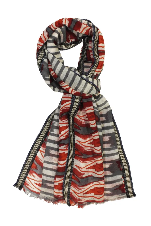 Sophisticated Red & Grey Scarf