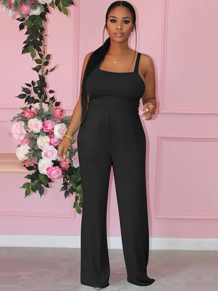 Spaghetti Strap High Waist Jumpsuit