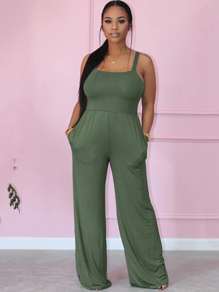 Spaghetti Strap High Waist Jumpsuit