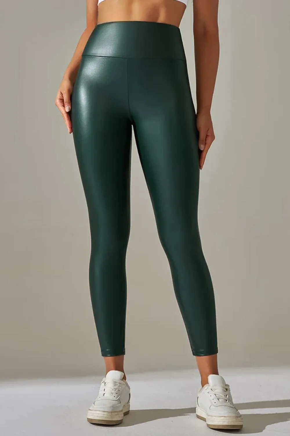 Trendy  High Waist Leather Pants