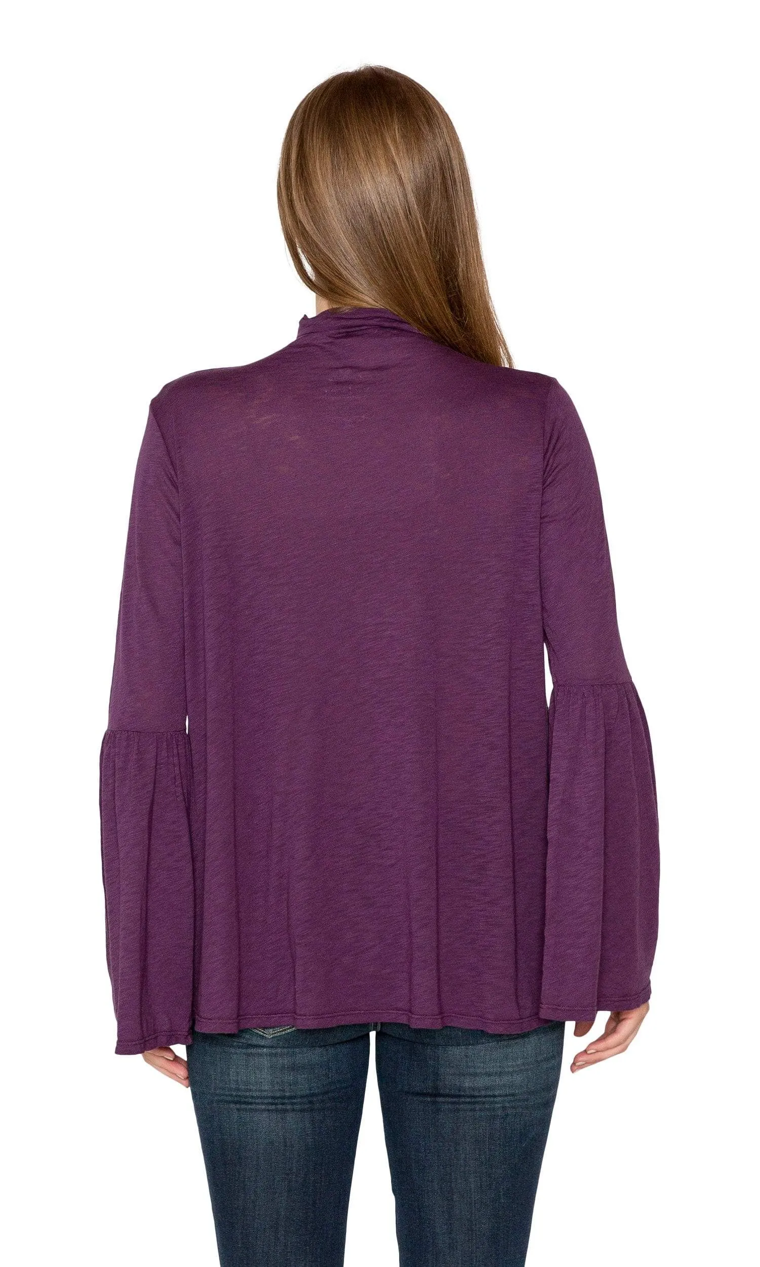 Velvet by Graham & Spencer Xena Lux Slub Bell Sleeve Mock Neck Top