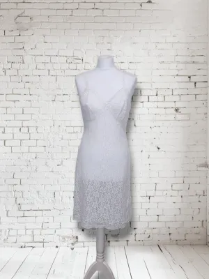 Vintage 1960s St Michaels White Floral Lace Slip Lingerie Dress UK 12