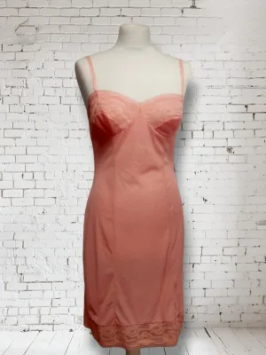 Vintage Coral Slip Lingerie Dress with lace trim Dorothy Perkins UK8